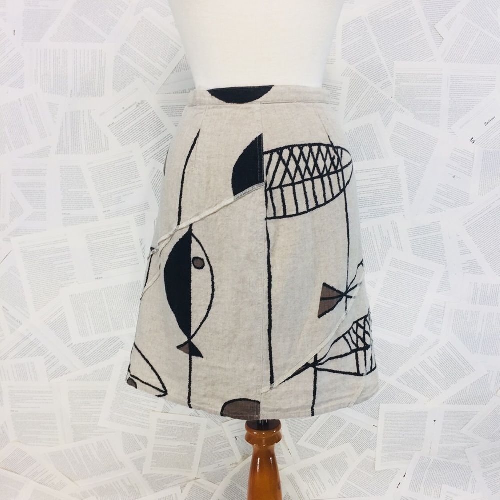 Terracotta Linen A-line Skirt Fish Fossil 3